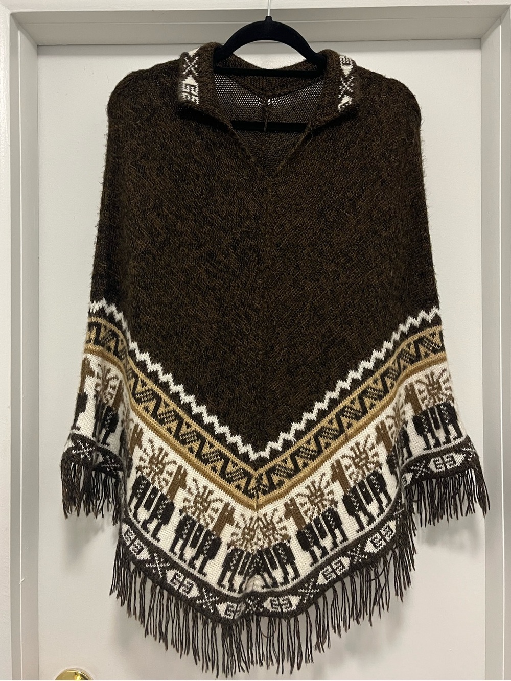 Peruvian Brown Fringe Poncho